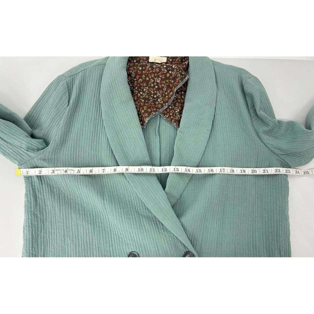 Ott Light Mint Green Ribbed Double Button Blazer … - image 5
